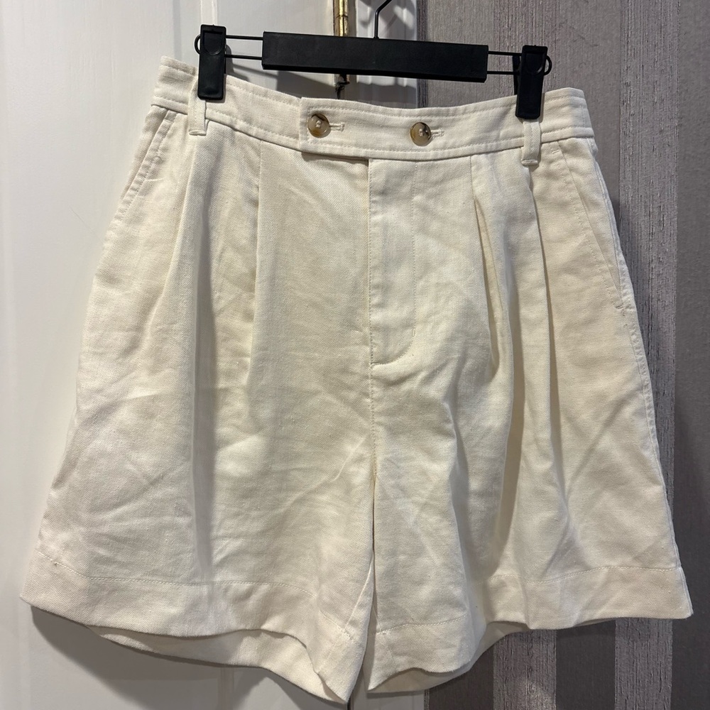 Madewell Double-Button Cream Shorts